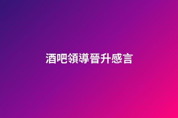 酒吧領導晉升感言
