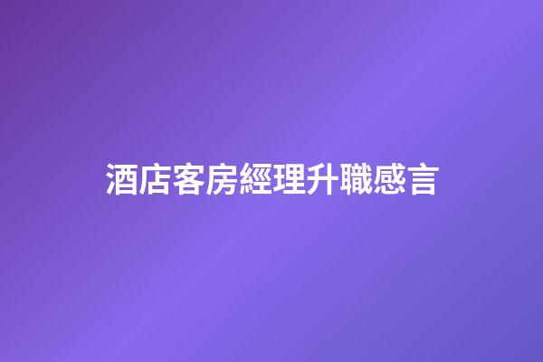 酒店客房經理升職感言