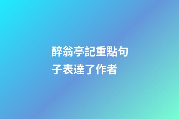 醉翁亭記重點句子表達了作者