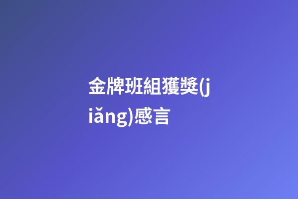 金牌班組獲獎(jiǎng)感言