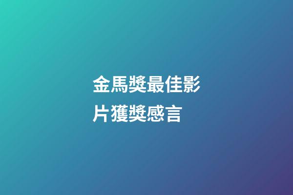 金馬獎最佳影片獲獎感言