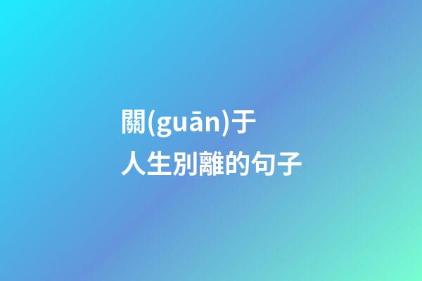 關(guān)于人生別離的句子
