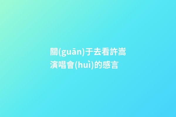 關(guān)于去看許嵩演唱會(huì)的感言