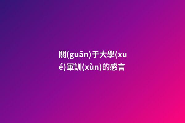 關(guān)于大學(xué)軍訓(xùn)的感言