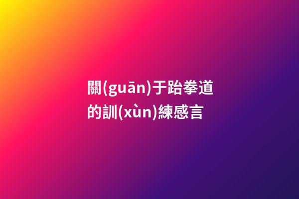 關(guān)于跆拳道的訓(xùn)練感言