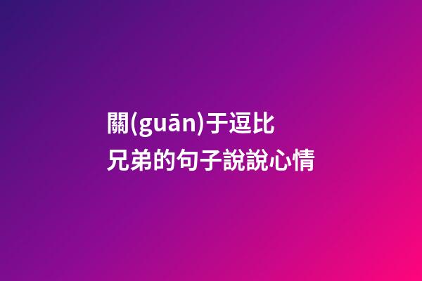 關(guān)于逗比兄弟的句子說說心情