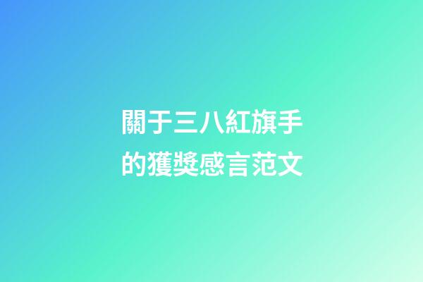 關于三八紅旗手的獲獎感言范文