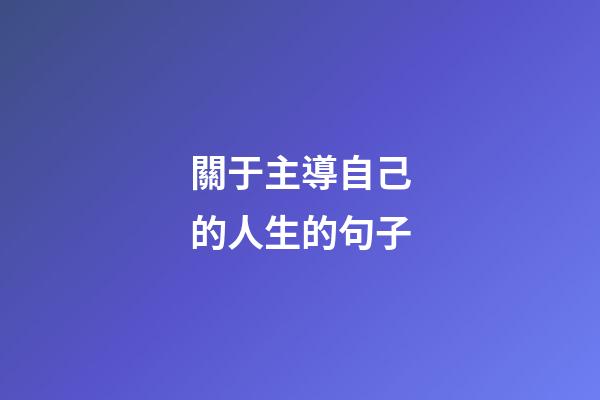 關于主導自己的人生的句子