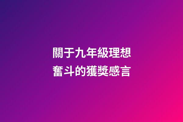 關于九年級理想奮斗的獲獎感言