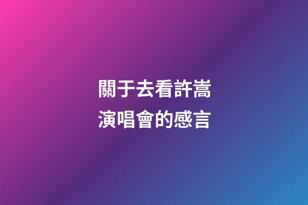 關于去看許嵩演唱會的感言