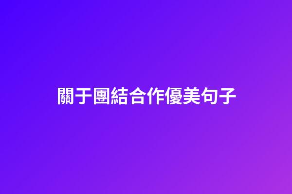 關于團結合作優美句子