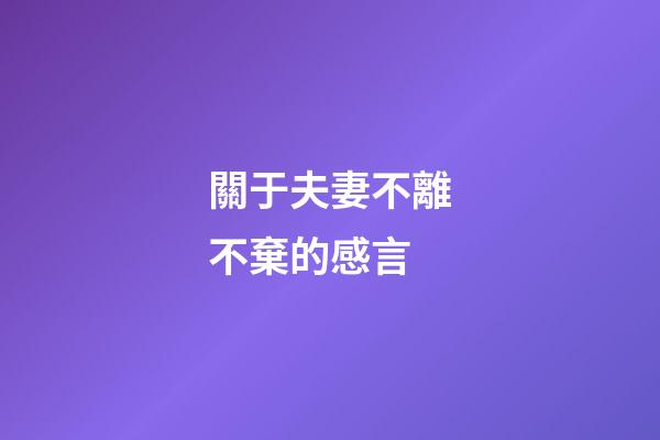 關于夫妻不離不棄的感言