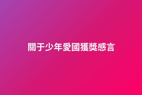 關于少年愛國獲獎感言