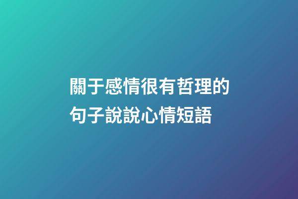 關于感情很有哲理的句子說說心情短語