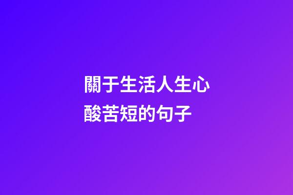 關于生活人生心酸苦短的句子