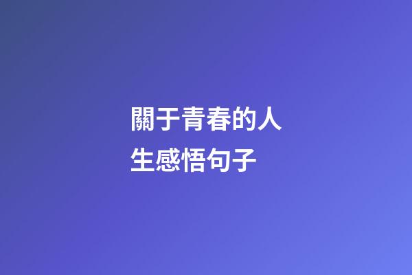 關于青春的人生感悟句子