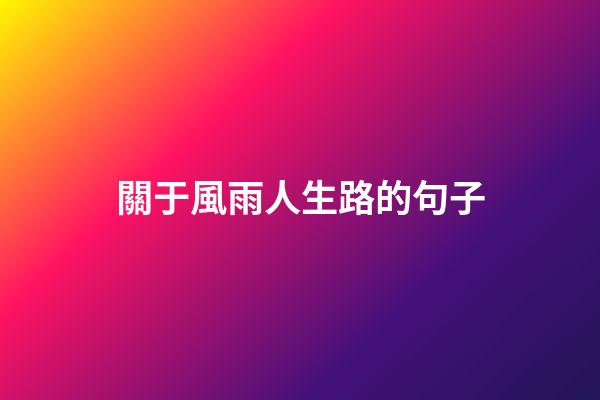 關于風雨人生路的句子