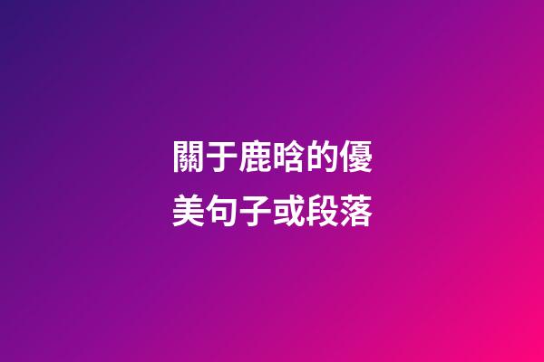 關于鹿晗的優美句子或段落