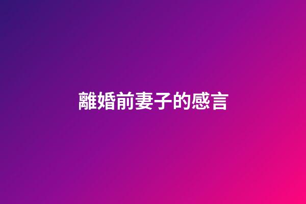離婚前妻子的感言