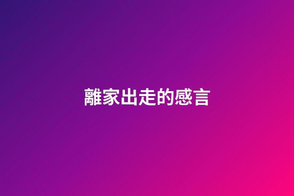 離家出走的感言