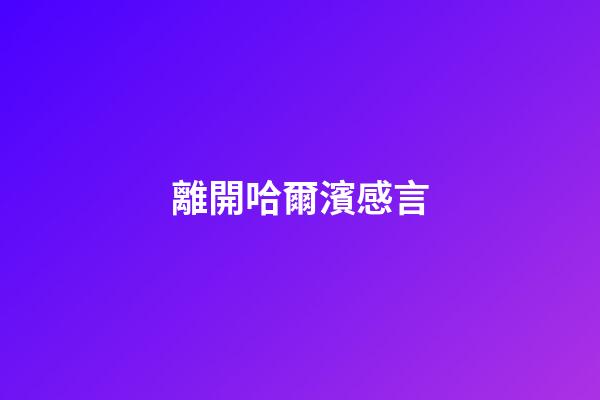離開哈爾濱感言