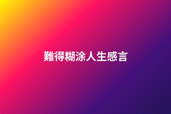 難得糊涂人生感言