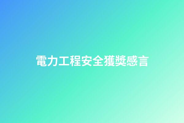 電力工程安全獲獎感言