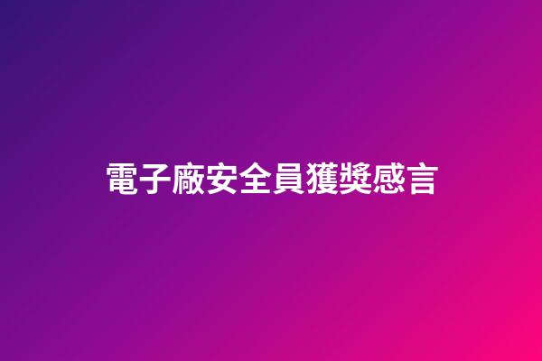 電子廠安全員獲獎感言