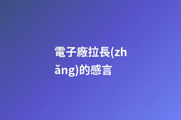 電子廠拉長(zhǎng)的感言