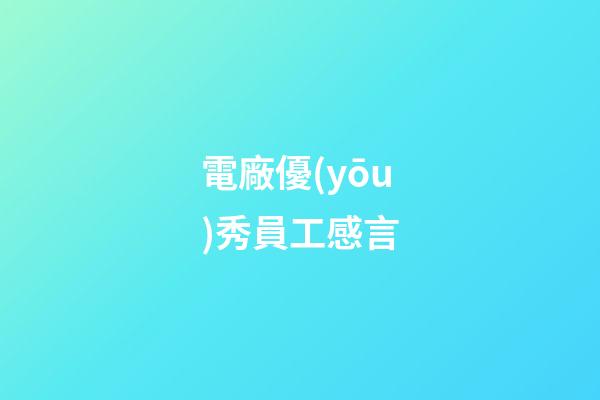 電廠優(yōu)秀員工感言