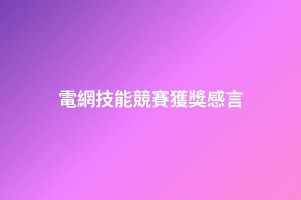 電網技能競賽獲獎感言