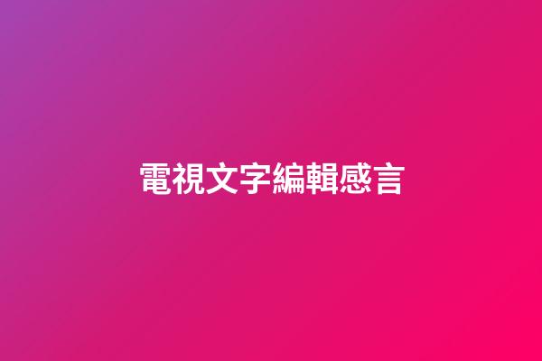 電視文字編輯感言