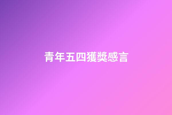 青年五四獲獎感言