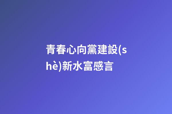 青春心向黨建設(shè)新水富感言