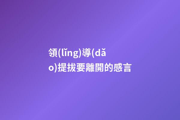 領(lǐng)導(dǎo)提拔要離開的感言
