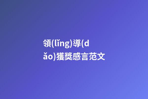 領(lǐng)導(dǎo)獲獎感言范文