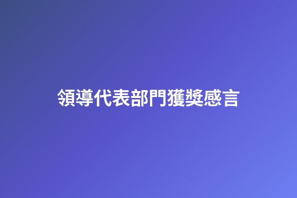 領導代表部門獲獎感言