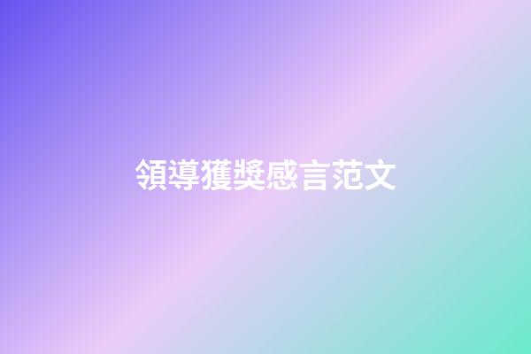 領導獲獎感言范文
