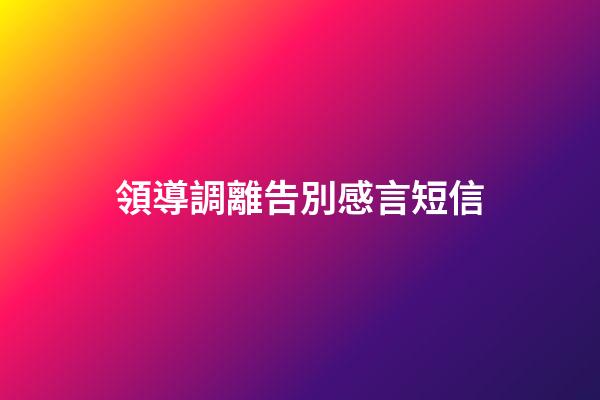 領導調離告別感言短信