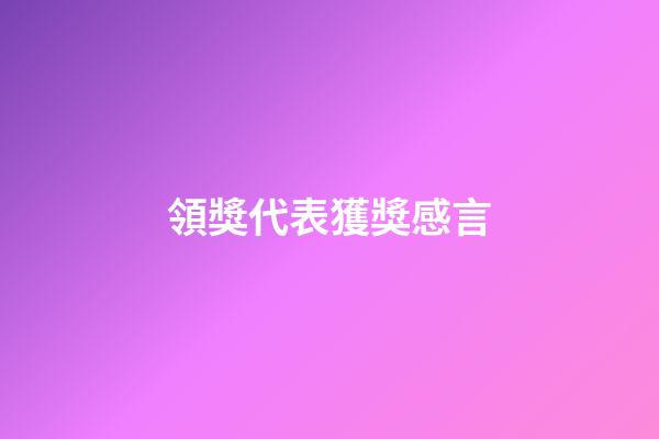領獎代表獲獎感言