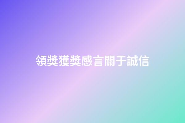 領獎獲獎感言關于誠信