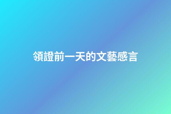 領證前一天的文藝感言