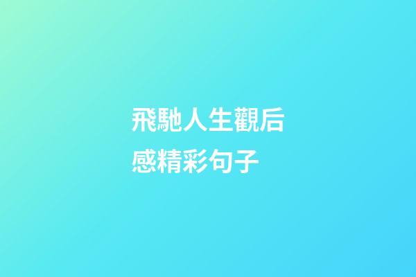 飛馳人生觀后感精彩句子