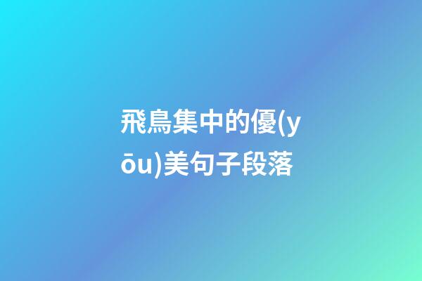 飛鳥集中的優(yōu)美句子段落