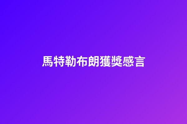 馬特勒布朗獲獎感言