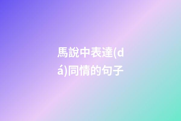 馬說中表達(dá)同情的句子