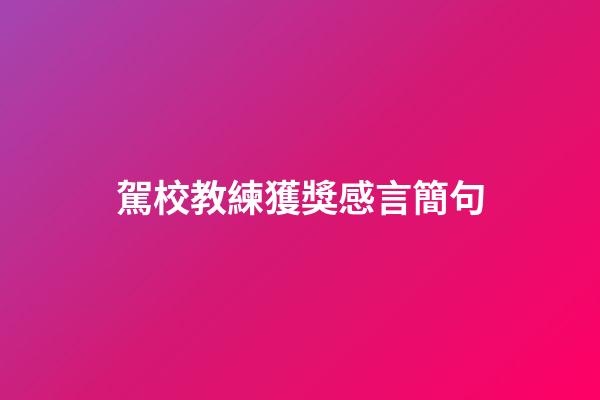 駕校教練獲獎感言簡句