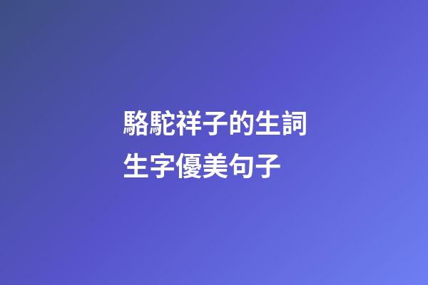 駱駝祥子的生詞生字優美句子