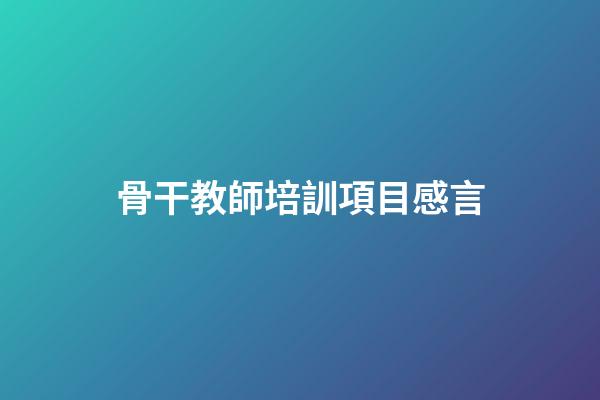 骨干教師培訓項目感言