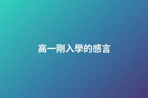 高一剛入學的感言